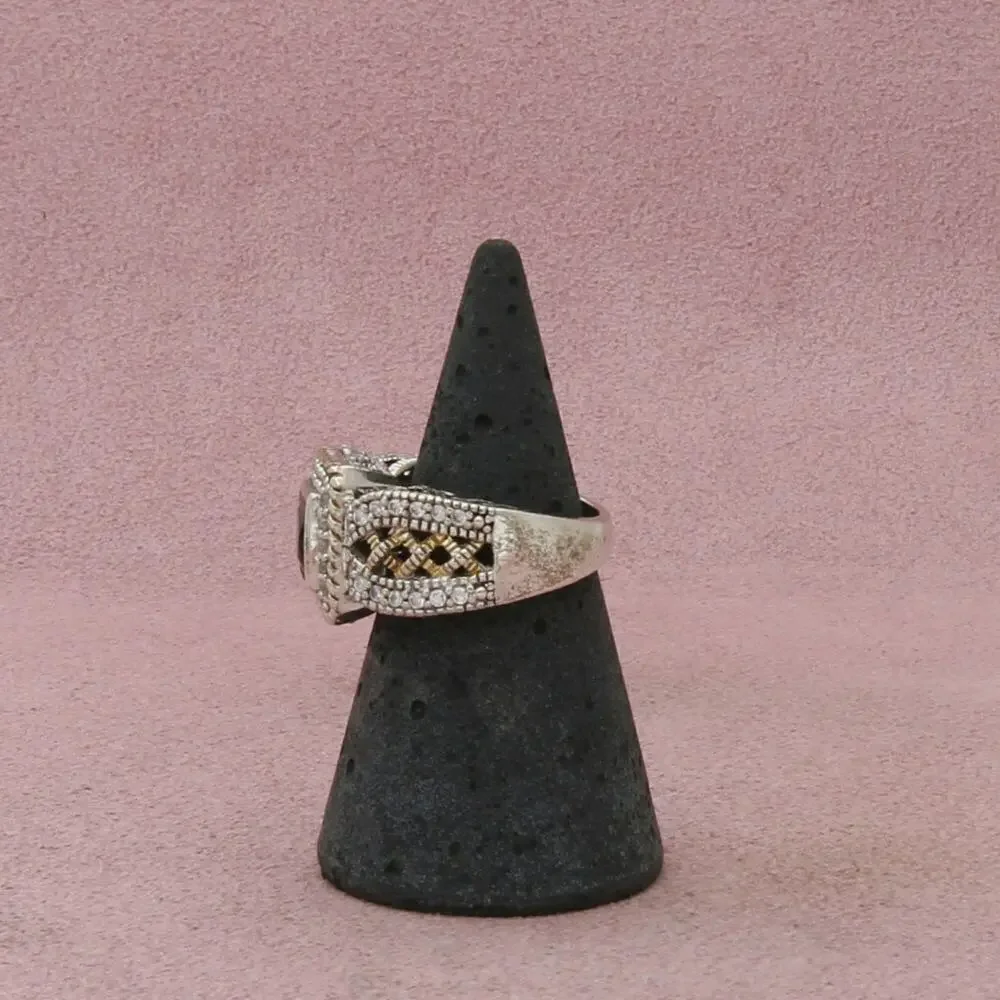sterling silver princess-cut blue sapphire and cz ring size 5.75